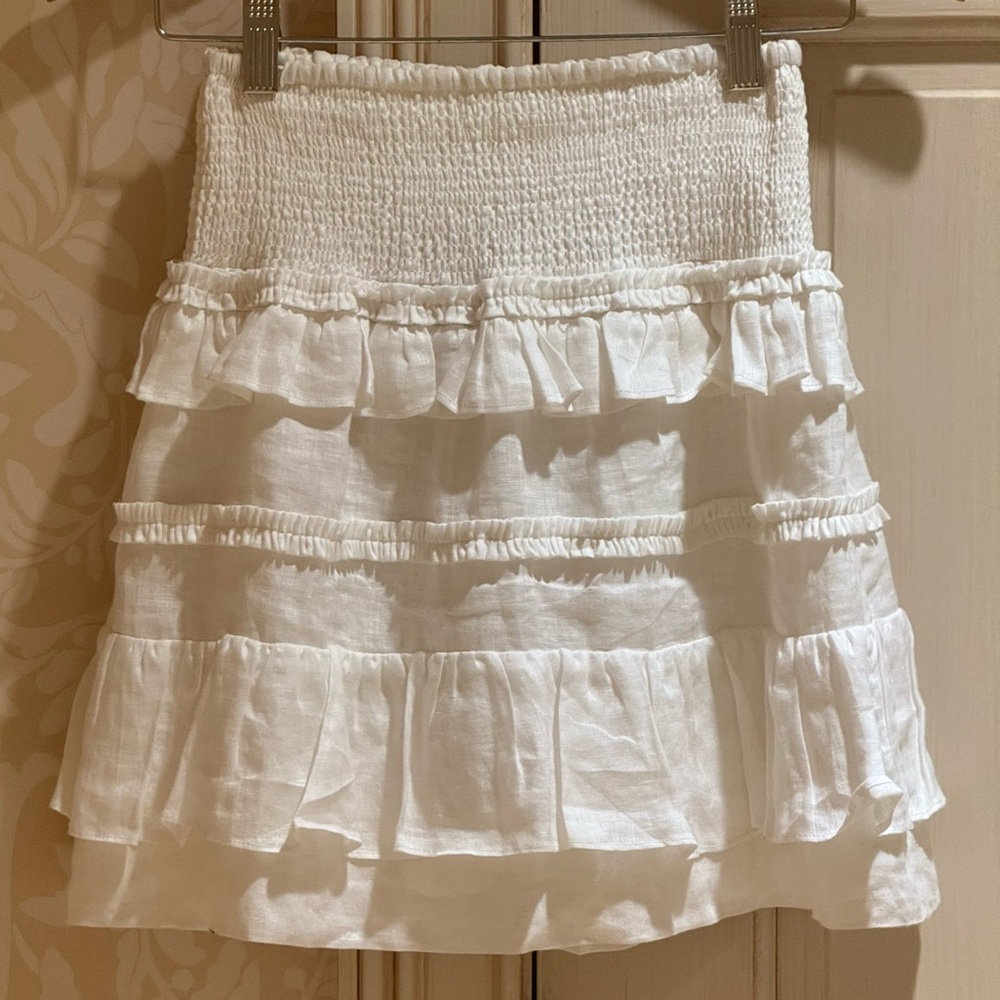 Christy Lynn Smocked Waist Ruffle Tier mini skirt